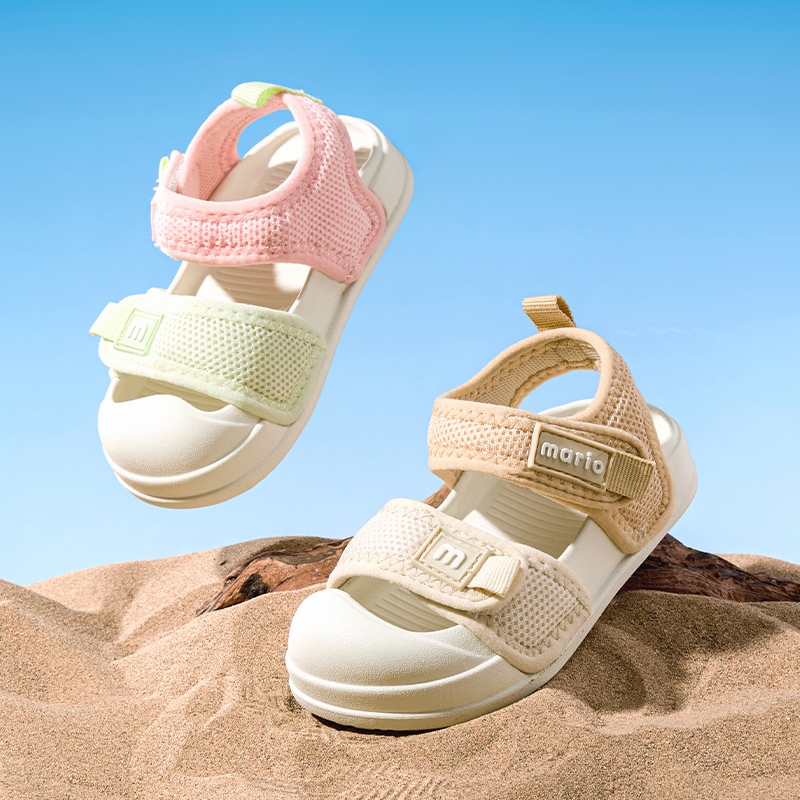 Cheerful Mario 14-19ซม รองเท้าแตะหัดเดิน แฟชั่น ยืดหยุ่น ตีนตุ๊กแก 10 สี รองเท้ารัดส้นเด็ก กันลื่น ป้องกันการชนกัน เหมาะสำหรับเด็กอายุ 2-8 ปี