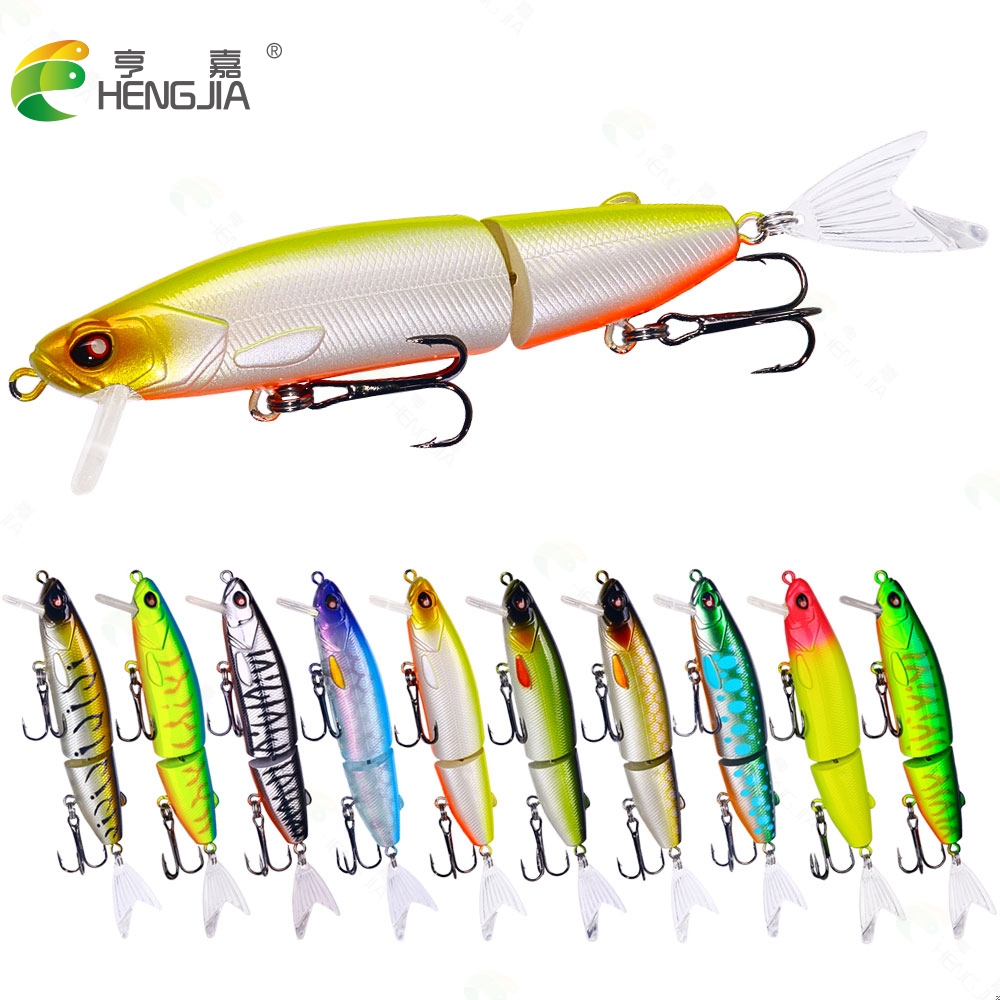 HENGJIA Joint Swimbait 12-18 ซม. สำหรับการตกปลานายังและเบส ทำจากพลาสติกแข็ง มีลักษณะเหมือนหางปลาและมินโนว์