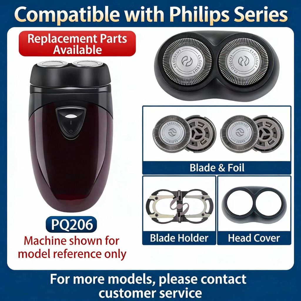 ชุดใบมีด+ตาข่าย/หัวเครื่องเต็ม สำหรับ Philips PQ206 Series อะไหล่เปลี่ยน คุณภาพเดิม