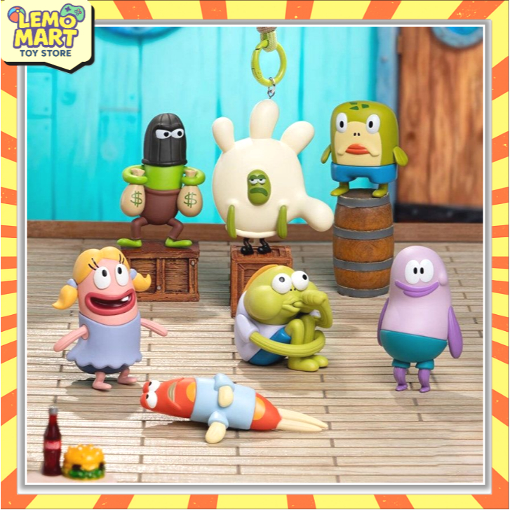 ของแท้ X11 SpongeBob Little Citizen of Bikini Bottom Fish Folk Blind Box Figure & Backpack Pendant