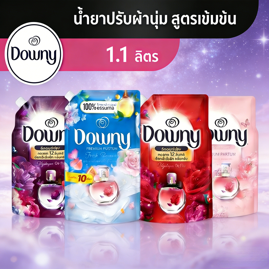 น้ำยาปรับผ้านุ่ม กลิ่นหอมติดทน 24 ชั่วโมง ป้องกันไฟสถิต ผ้านุ่มสบาย ขนาดใหญ่สำหรับครอบครัว 1100มล x6