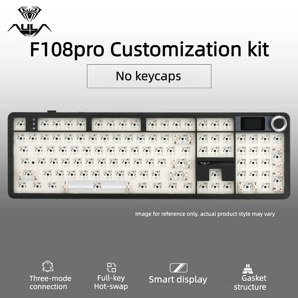 AULA F108pro Tri-mode Mechanical Keyboard Kit South Facing LED DIY Side Keycap ไร้สาย 2.4g บลูทูธ E-