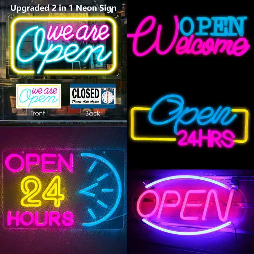 ใหม่ 24 ชั่วโมง เปิด Plug&Play Neon Signป้ายธุรกิจเหมาะสําหรับตกแต่งผนังร้านค้าข้อมูลโฆษณา