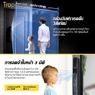 [การจดจำใบหน้า] Tropernic A216 ล ็ อคประตูอัจฉริยะ Tuya พร ้ อมกล ้ องรักษาความปลอดภัยปลดล ็ อินเตอร์คอมสองทาง อคประตูบานเลื ่ อนล ็ อคประตูดิจิตอลอัตโนมัติพร ้ อมออดปลดล ็ อครหัสผ ่ านลายนิ ้ วมือ