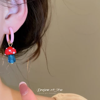 DREJEW ต่างหูห่วงเห็ดสไตล์โดปามีนสีสันสดใส | น่ารักเหมาะใส่ทุกวันไปเที่ยวไปปาร์ตี้