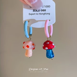 DREJEW ต่างหูห่วงเห็ดสไตล์โดปามีนสีสันสดใส | น่ารักเหมาะใส่ทุกวันไปเที่ยวไปปาร์ตี้