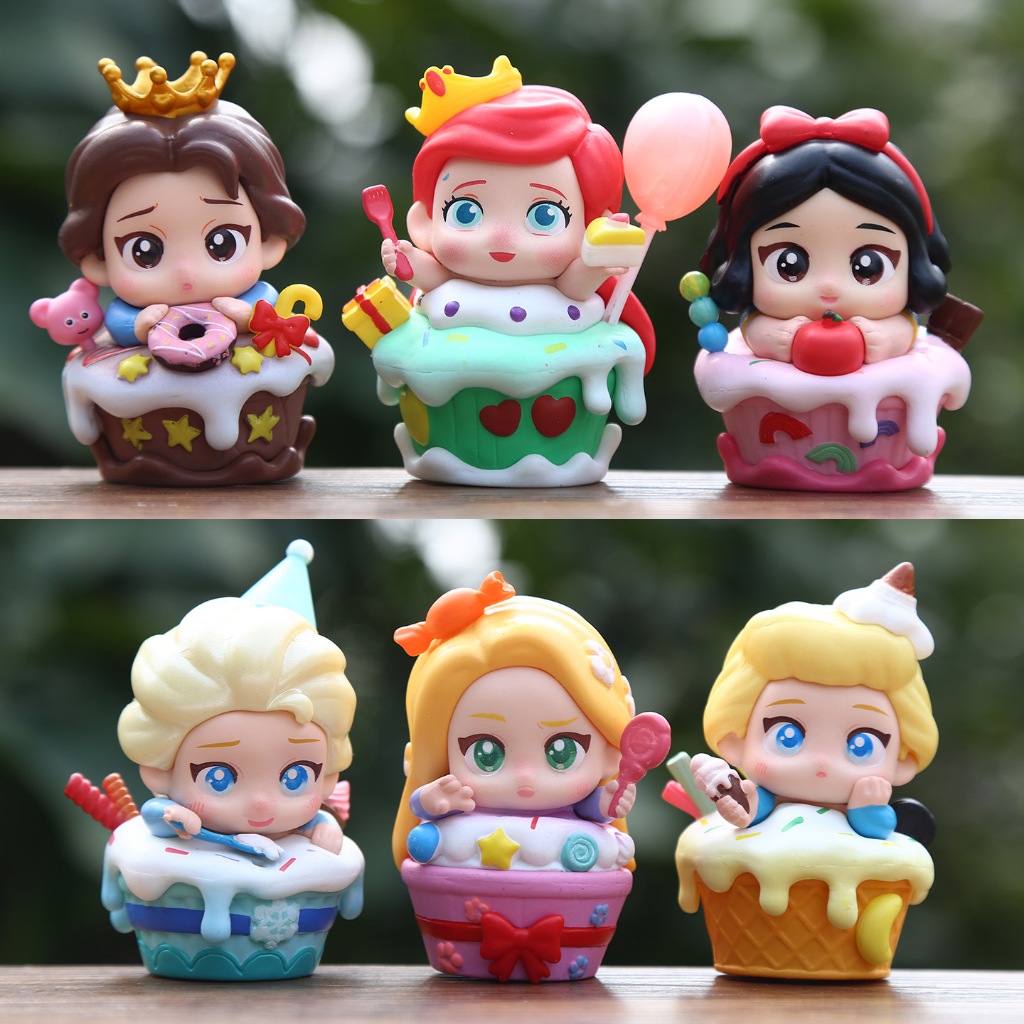 6ชิ้น/เซ็ตใหม่สโนว์ไวท์เจ้าหญิงเค้กขนมชุดแอเรียลเอลซาแอนนาถามรุ่นพีวีซีแอ็คชั่นสร้างสรรค์สก์ท็อปรถตกแต่งรุ่นตุ๊กตาของเล่น