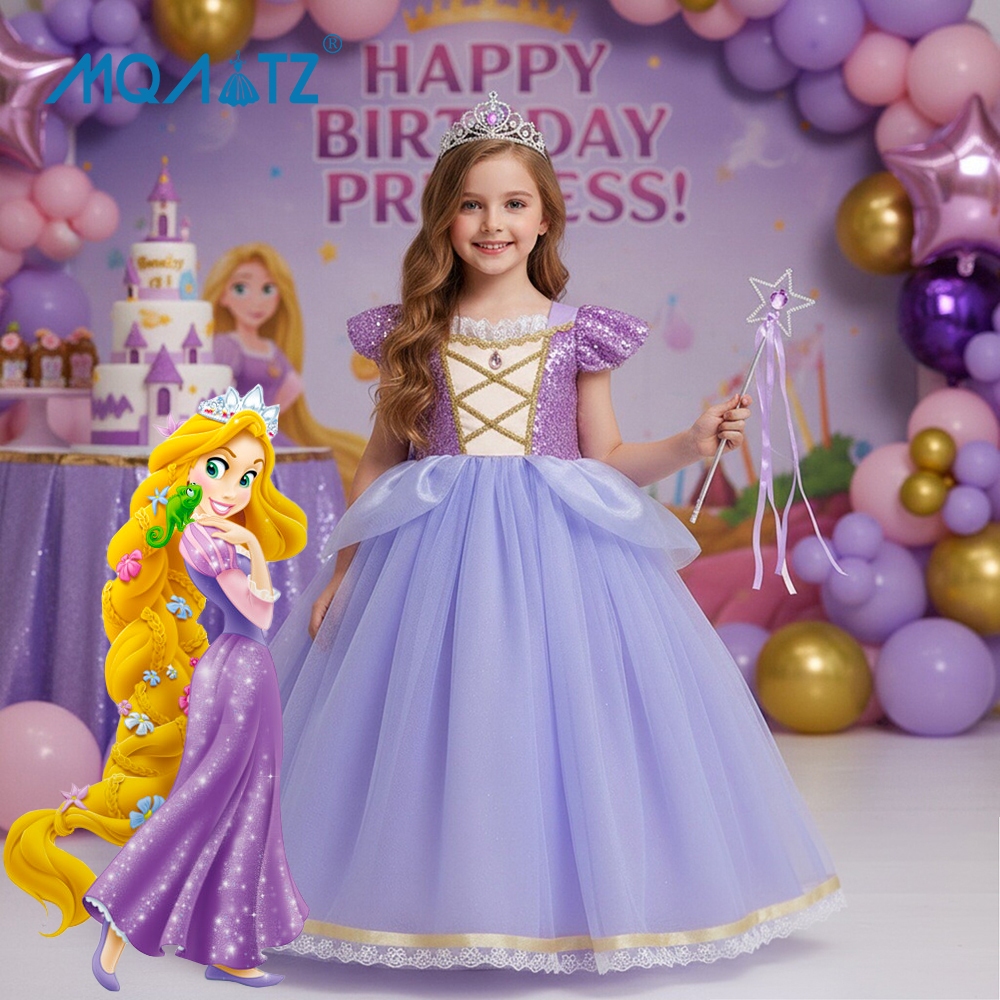 MQATZ แฟนตาซีสาวคอสเพลย์ชุดสําหรับเด็กเด็กเครื่องแต่งกายยาววันเกิดชุดเจ้าหญิง Party Perform Gown SMR