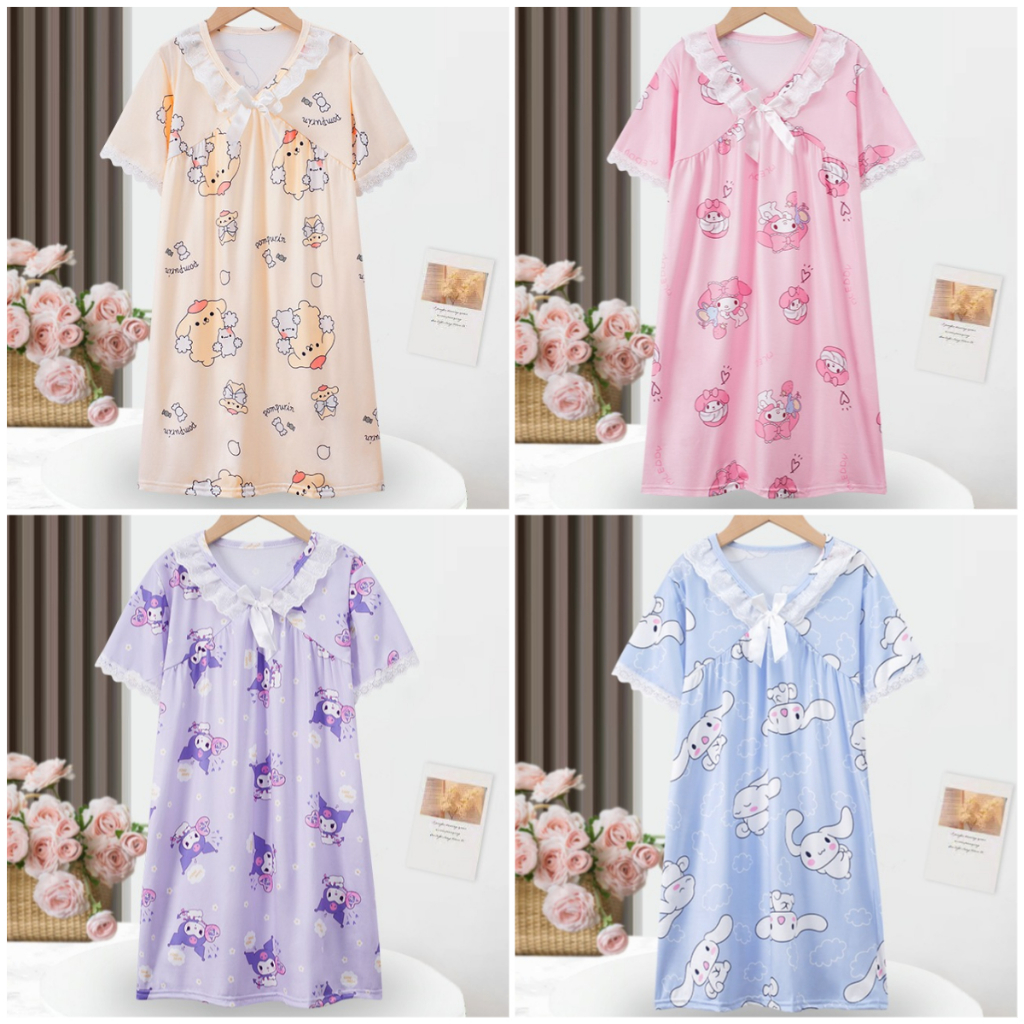 ชุดนอนเด็กแขนสั้น Loungewear มินเนี่ยนightly dress สำหรับเด็กอายุ 4-5 ปี