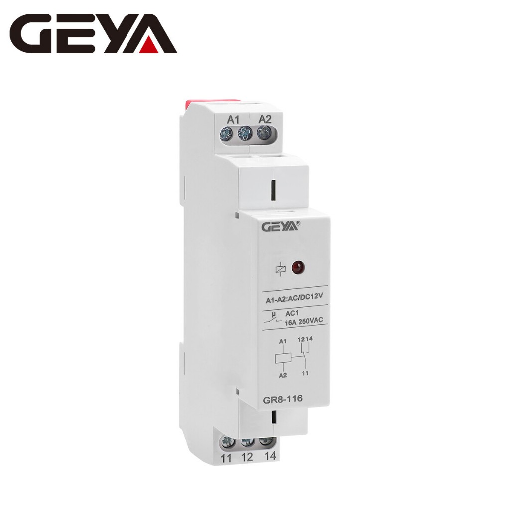 GEYA GR8 ระดับกลางเสริมสวิตช์รีเลย์อิเล็กทรอนิกส์ AC/DC12V 24/48/110V AC230V 8/16A 1/2/3SPDT