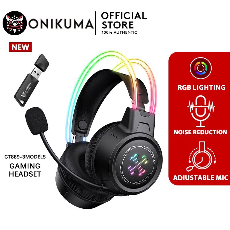 ONIKUMA GT889 หูฟังไร้สาย 2.4G USB/บลูทูธ/ชุดหูฟังสําหรับเล่นเกมสามโหมดแบบมีสาย Dual Head Beam Lighting ไม่มีความล่าช้าอย่างต่อเนื่อง