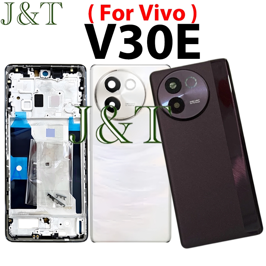 ชุดด้านหลังสําหรับ vivo V30E ฝาหลังแบตเตอรี่พร้อมปุ่มกรอบกลาง + กรอบเลนส์กล้อง LCD กรอบด้านหน้าเปลี่ยนโทรศัพท์