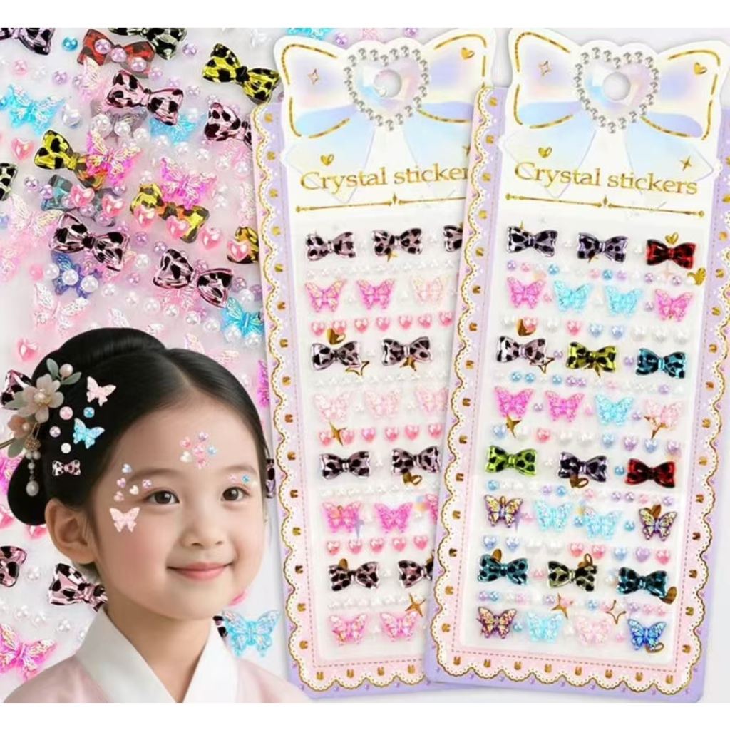สติ๊กเกอร์ติดหน้าแบบใหม่ รูปผีเสื้อ ปลา หางนางเงือก ดอกไม้ หัวใจ สำหรับแต่งหน้าเวที