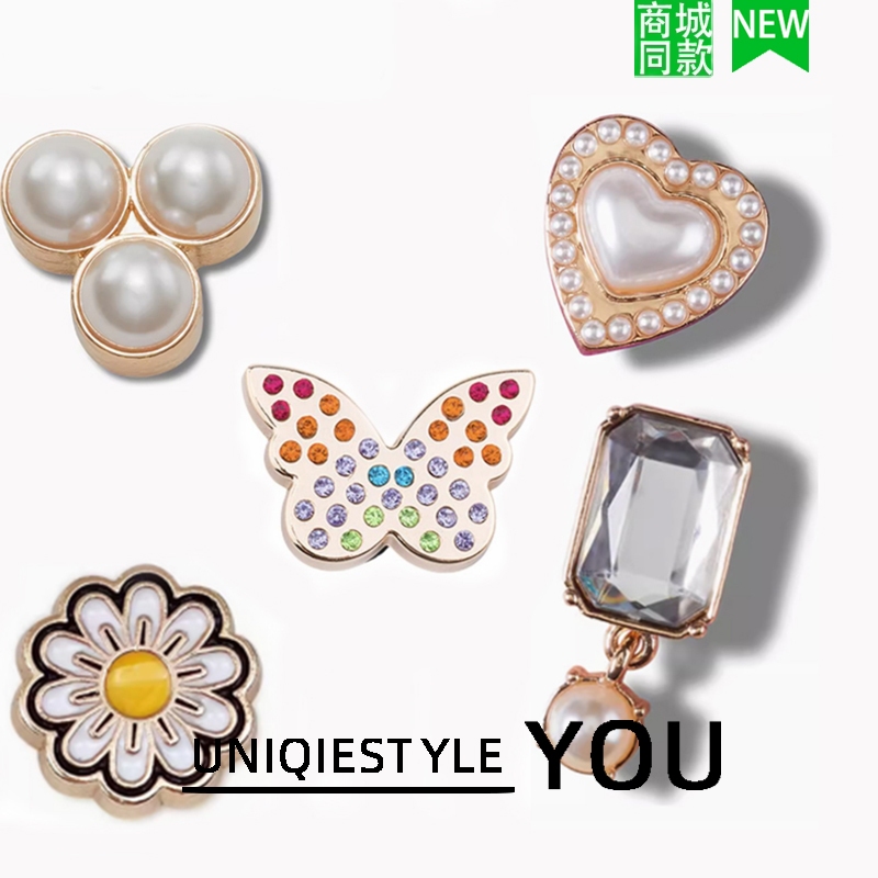 Zhibixing Accessories Hole Shoes Flower New Style Butterfly Pearl Five Piece Set Wang Junkai Karry Same Style