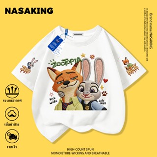 2026 รุ่นใหม่ NASA เสื้อยืดเด็ก สีขาว Judy Nick ลายการ์ตูน ผ…