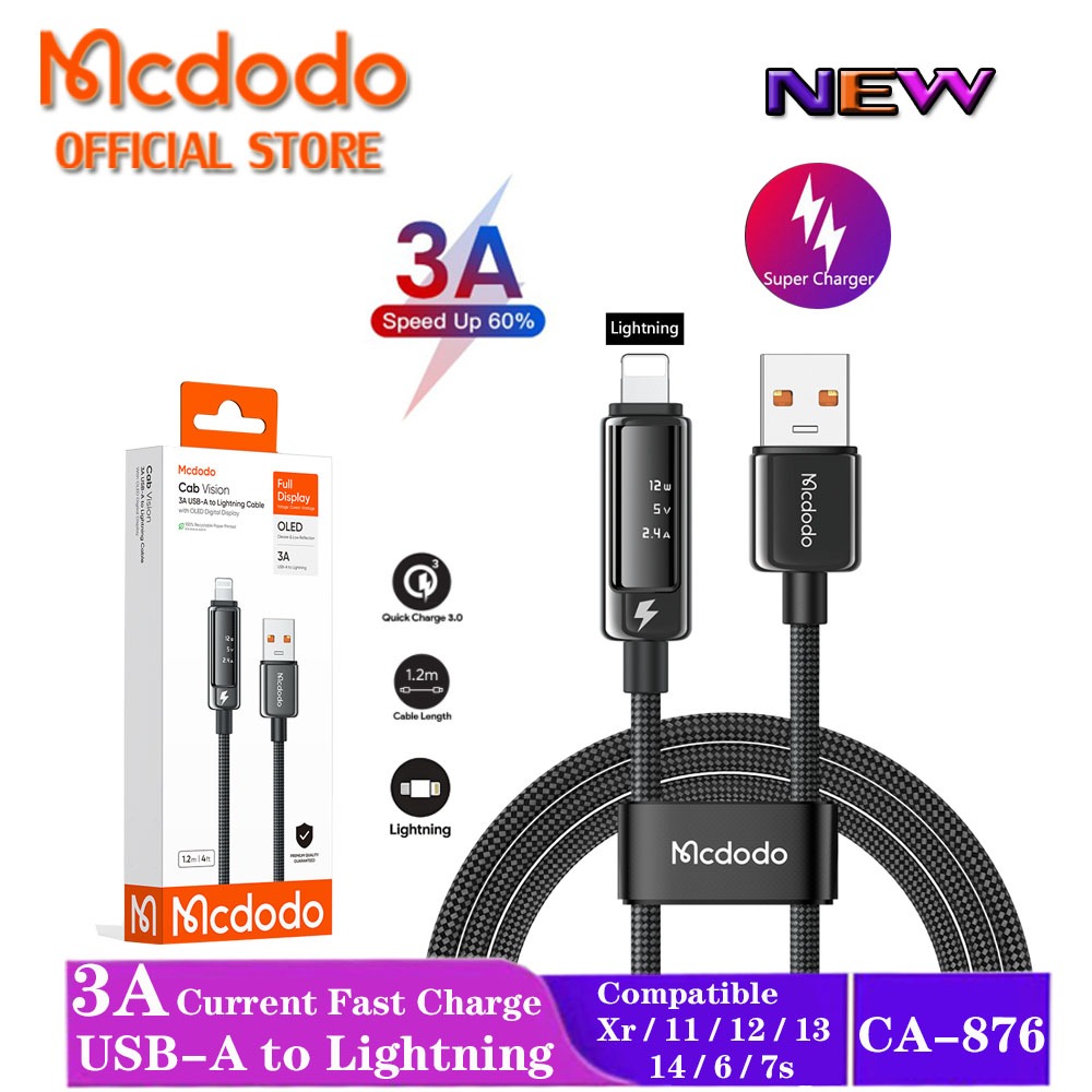 Mcdodo 100W pd สายชาร์จเร็ว 6A สาย USB-A ถึง USB-C จอแสดงผลดิจิตอล CA-876 887 888 890