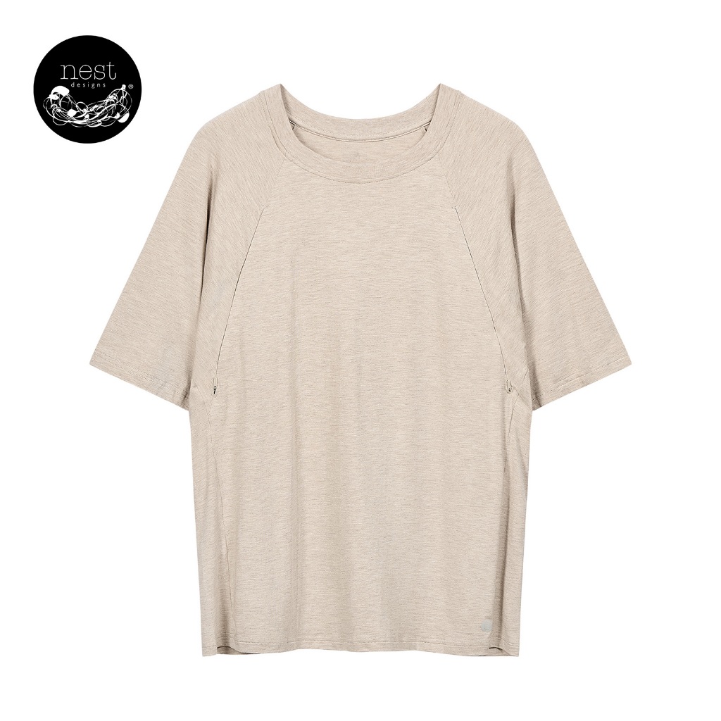 เสื้อยีนส์สไตล์พยาบาลTEE ดีไซน์ลายไม้ไผ่ ด้านหน้าเปิดซิป สำหรับสวมใส่สบาย