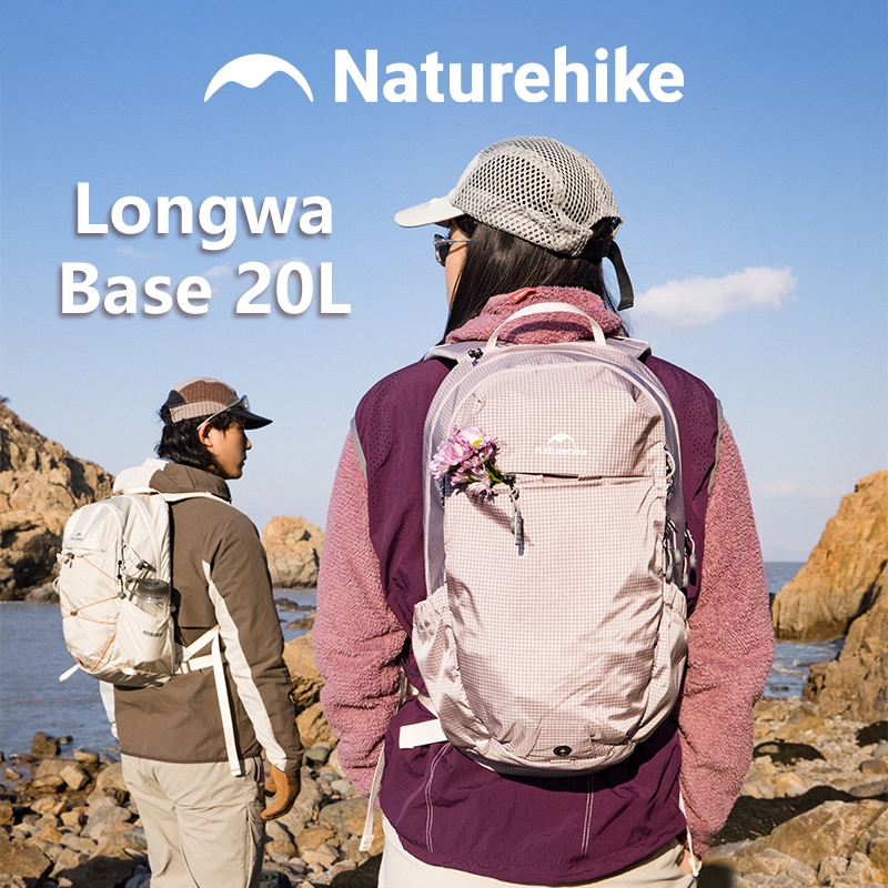 Naturehike Longwa Base 20L กระเป๋าเป้สะพายหลังสำหรับเดินป่า น้ำหนักเบาเพียง 559 กรัม ออกแบบมาพร้อมระบบระบายอากาศและแผ่นรองไหล่แบบ Aerosyx เพื่อความสบายขณะแบก และยังมีช่องเก็บสัมภาระหลากหลาย