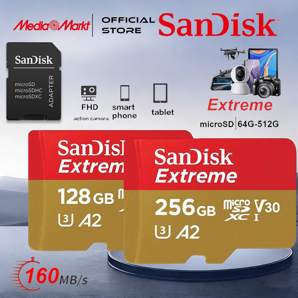 【รับประกัน 5 ปี】SANDISK EXTREME Micro SD Card (ส่งด่วน) SANDISK Extreme Game Micro SDcard 32/64/128/