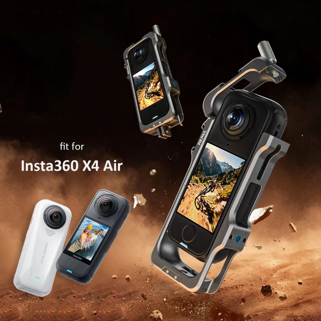 Insta360 X4 Air Cage อลูมิเนียมอัลลอยด์กรงกล้องแอคชั่นขยายกรอบป้องกัน + ฝาครอบเลนส์ซิลิโคน thumbnail 3