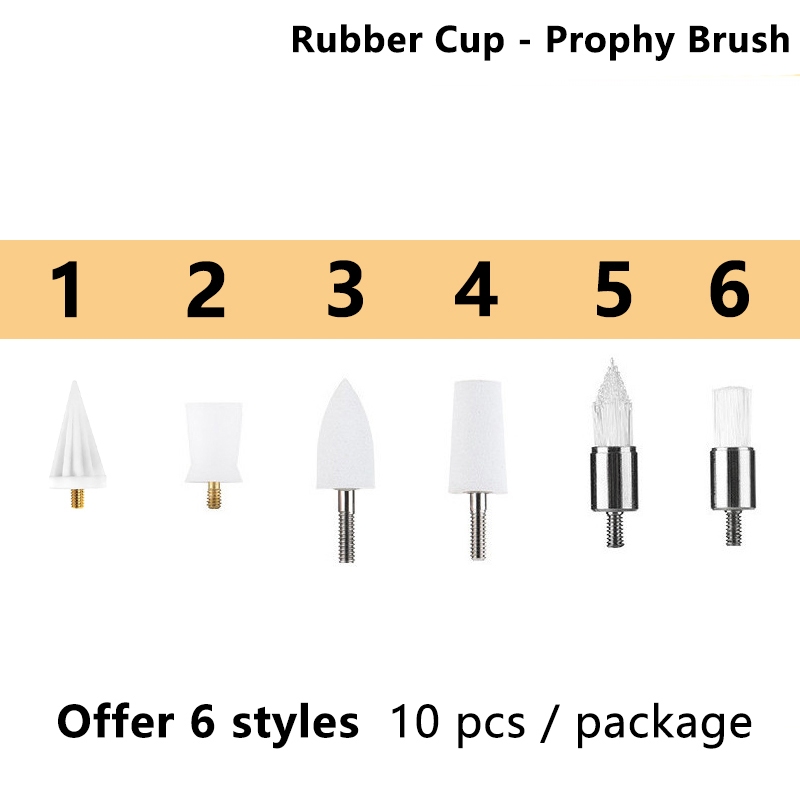 10 ชิ้น/pack Dental Rubber Cup - Prophy Brush - Rubber Brush - Bristle Brush