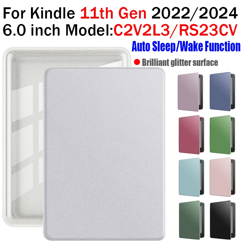 สําหรับ Kindle 11th Gen 2024 | 2022 6.0 (C2V2L3/RS23CV) เคสหนังอะคริลิค E-book Sparkling Glitter Cov
