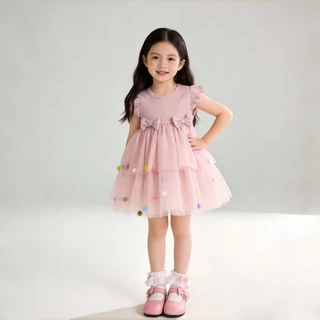 Princess Kesli ชุดเดรสสำหรับเด็กผู้หญิง ประดับโบว์ ชุดเดรสเจ้าหญิง เด็กผู้หญิงชุดวันเกิด 1-9 ปี