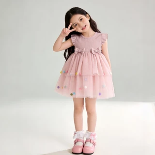 Princess Kesli ชุดเดรสสำหรับเด็กผู้หญิง ประดับโบว์ ชุดเดรสเจ้าหญิง เด็กผู้หญิงชุดวันเกิด 1-9 ปี