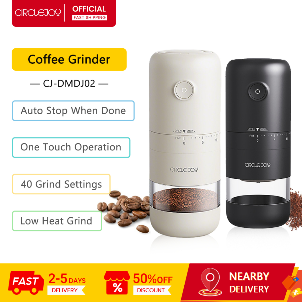 Circle Joy เครื่องบดกาแฟไฟฟ้า DMDJ02, การตั้งค่าที่ปรับได้ 40 แบบหยุดอัตโนมัติเมื่อ Done, เครื่องบดเมล็ดกาแฟ