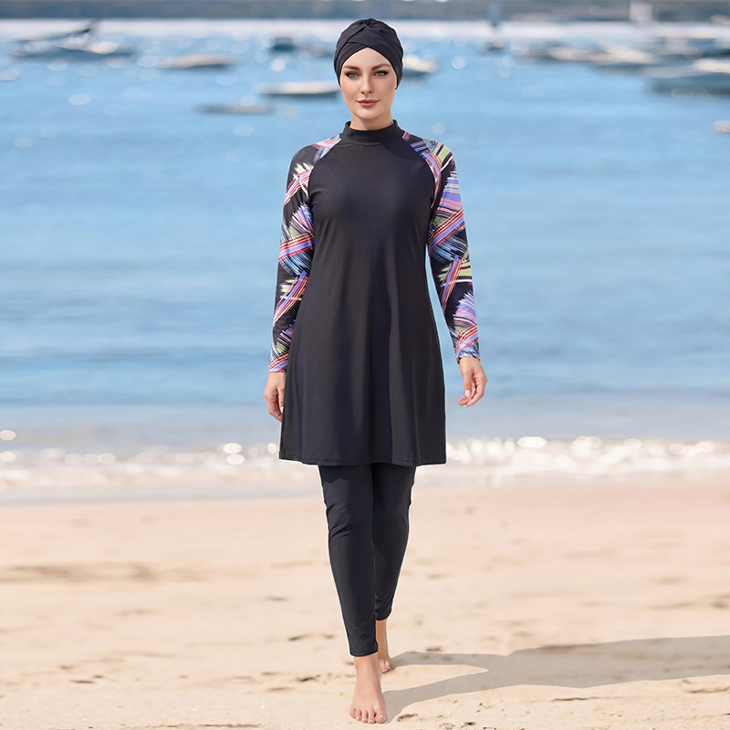 ชุดว่ายน้ํามุสลิมเจียมอาย | Burkini อิสลามแบบเต็มครอบคลุมสําหรับผู้หญิง | แขนยาวป้องกันแสงแดด Beachwear