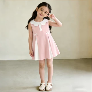Princess kesli ชุดเดรสเด็กผู้หญิง แขนกุด ระบายอากาศได้ดี ชุดเดรสโปโลสำหรับเด็กผู้หญิง 2-12 ปี