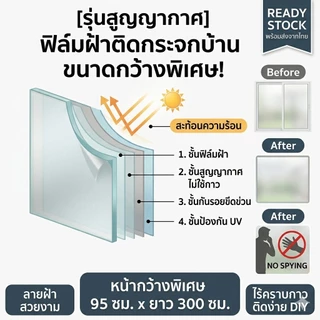 [รุ่นสูญญากาศ] ฟิล์มติดกระจกบ้าน ฟิล์มฝ้าติดกระจก เพิ่มความเป็นส่วนตัว กันความร้อน กัน UV ไม่ทิ้งคราบกาว ติดง่าย DIY (ขนาด 120x300cm)