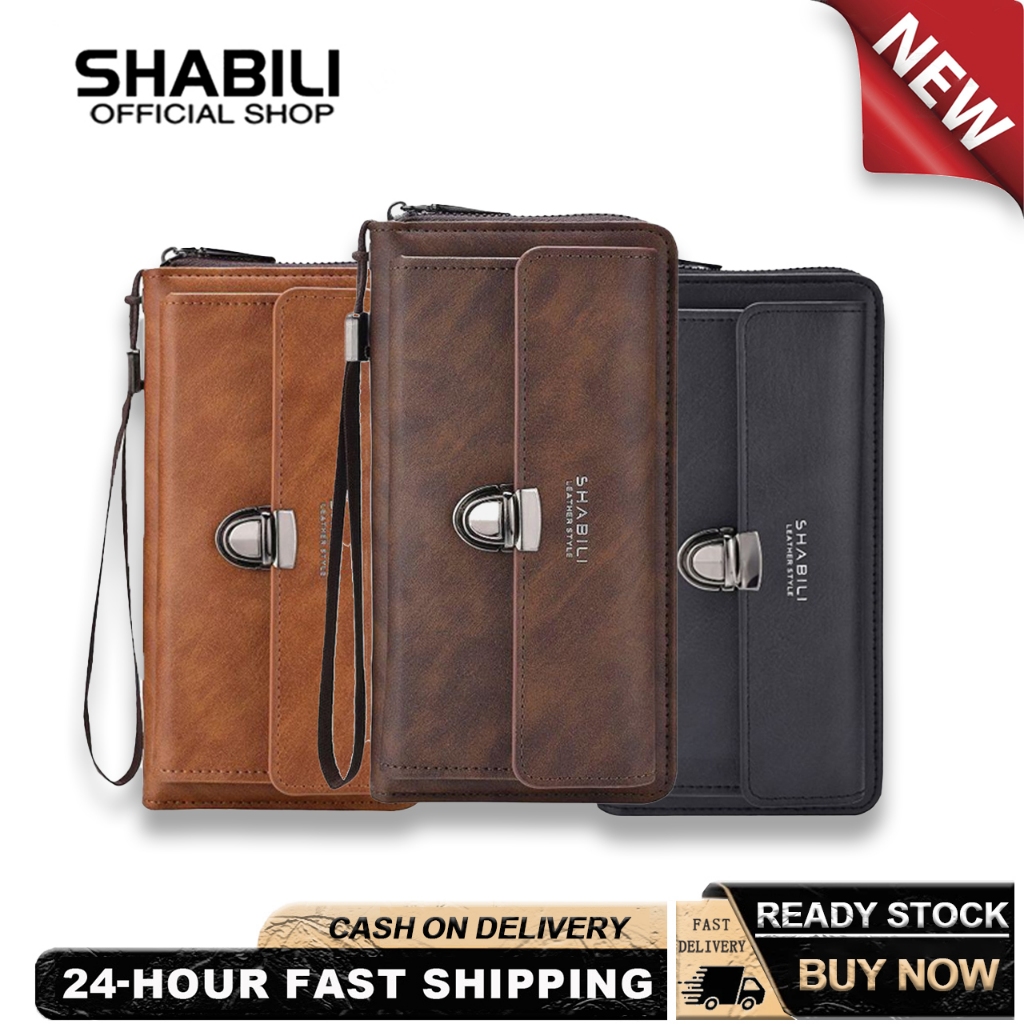 SHABILI กระเป๋าคลัทช์ขนาดใหญ่ วัสดุPUคุณภาพสูง พกพาสะดวกสำหรับโทรศัพท์มือถือและของใช้อื่นๆ