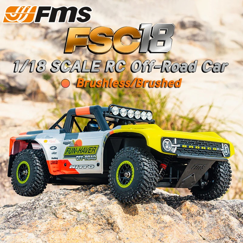 FMS FSC18 Ford Bronco Brushed/Brushless RTR 1/18 RC รีโมทคอนโทรลไฟฟ้ารุ่นรถรถบรรทุกสั้นผู้ใหญ่ของเล่