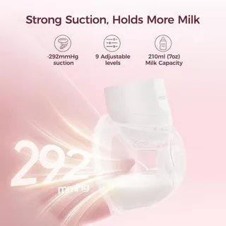 เครื่องปั๊มนม โมโมโคซี่ ส12 มือโปร เร็ว,แฮนด์ฟรีสวมใส่และไร้สายปั๊ม,ที่มีหน้าแปลนไฮบริด ดับเบิ้ลฟิต,3โหมดและ9ระดับไฟฟ้าปั๊มแบบพกพา,จอแสดงผลสมาร์ท,2นับ,สีขาว&สีชมพู