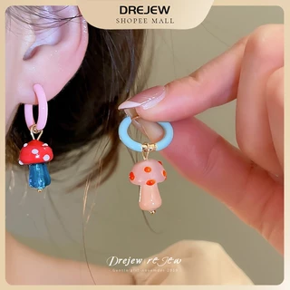 DREJEW ต่างหูห่วงเห็ดสไตล์โดปามีนสีสันสดใส | น่ารักเหมาะใส่ทุกวันไปเที่ยวไปปาร์ตี้