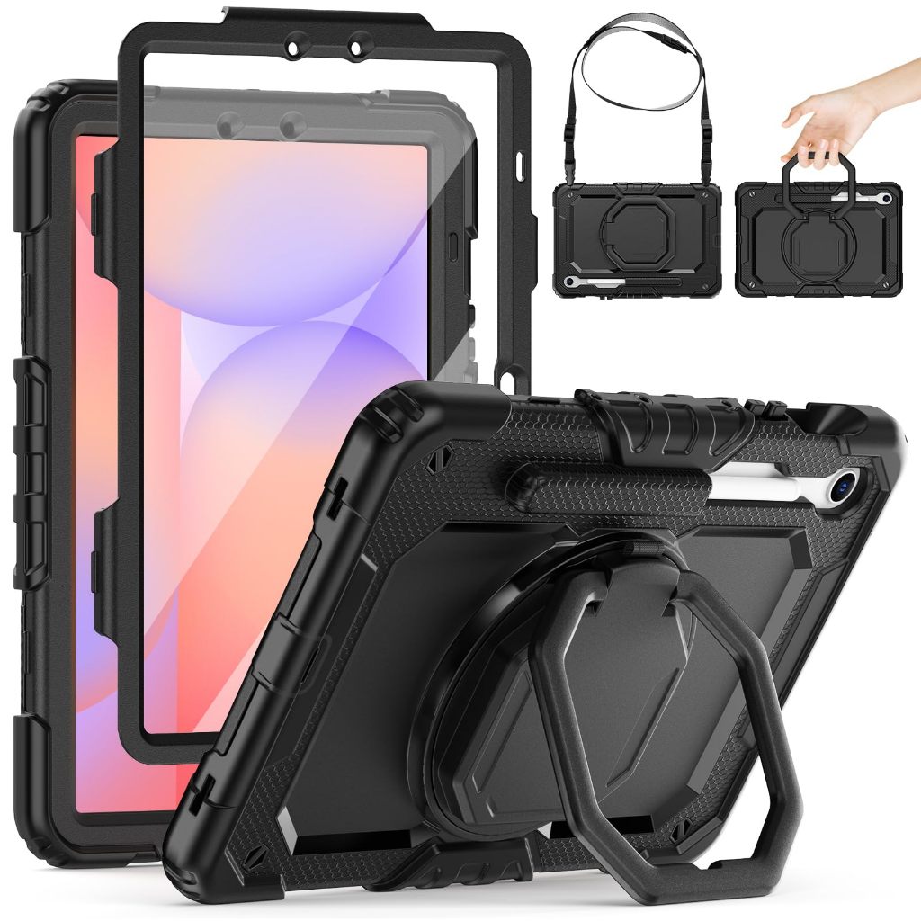 NEOMIXX Android เคสแท็บเล็ตสําหรับ Samsung Galaxy Tab A11+/A9+ Plus 11, A8, A7, Tab S10, S10 FE+, S9 FE+ Plus,S8 Ultra, S7, S6 Lite, กันกระแทก | 360° ขาตั้งหมุนได้ | S ที่ใส่ปากกา