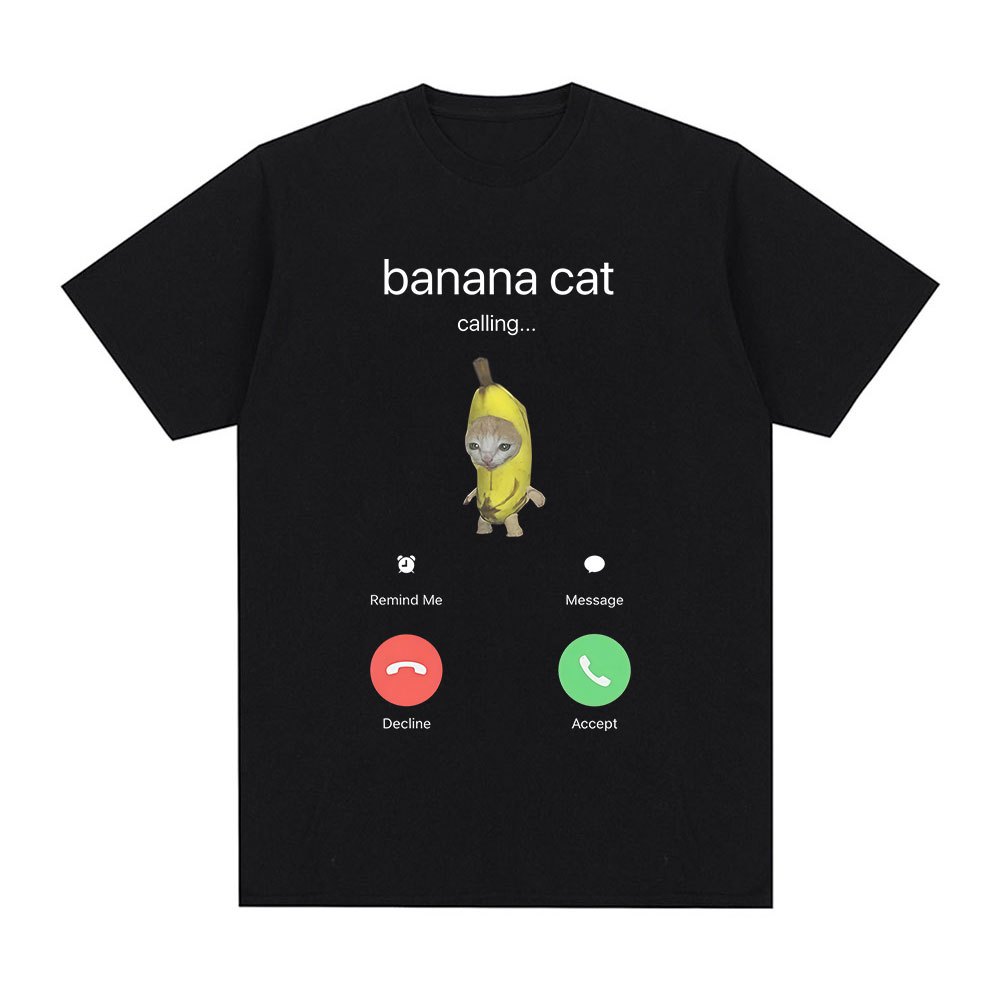 เสื้อยืด Banana Cat Meme ตลก Cat Lover Viral Meme Tee เสื้อวัฒนธรรมอินเทอร์เน็ตสัตว์น่ารัก Meme เสื้