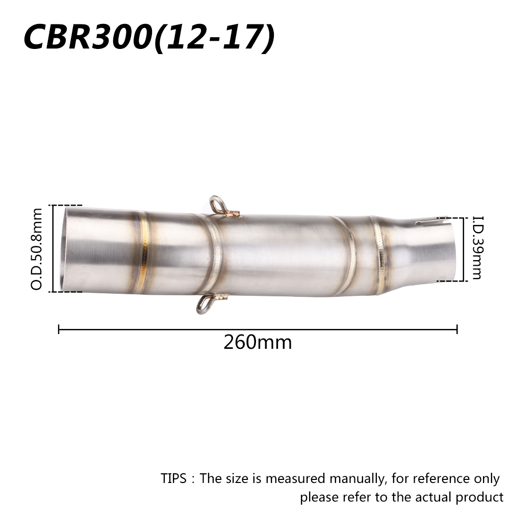 Slip-on สําหรับ honda cbr300 cbr300r ข้อศอก 51mm ท่อไอเสียสแตนเลส link ท่อ