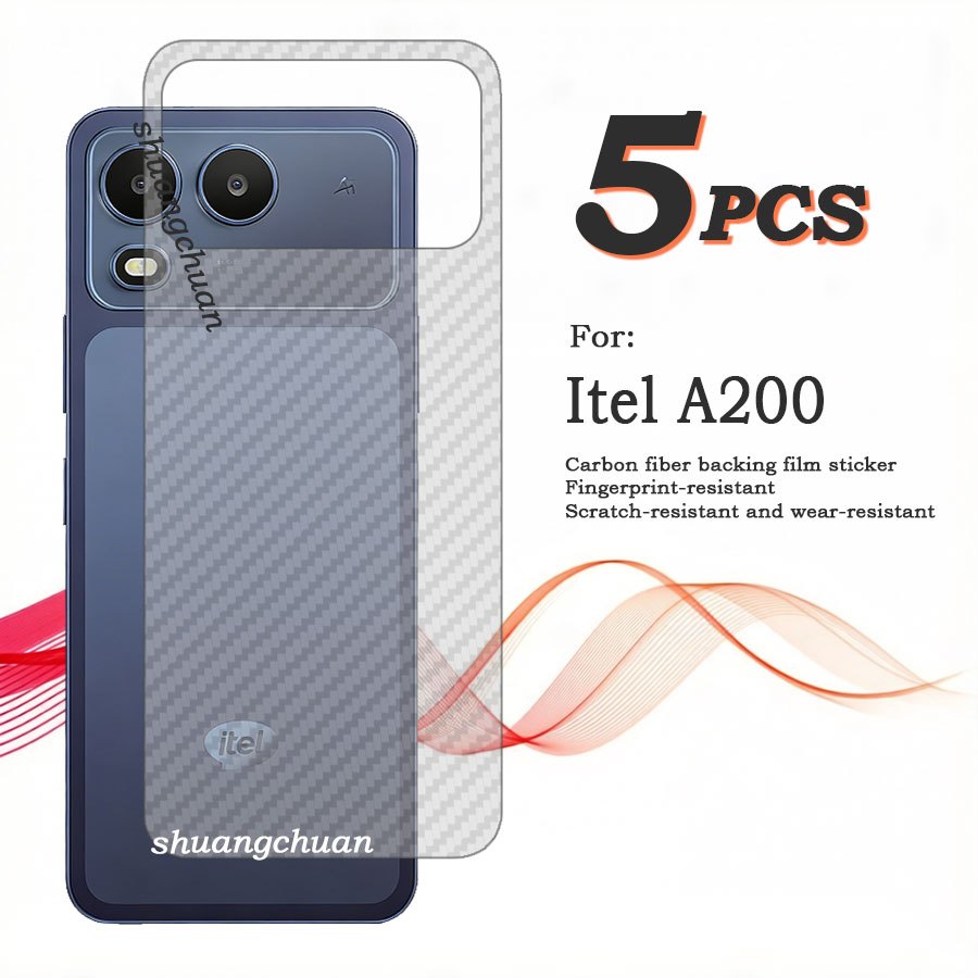 5pcs สําหรับ Itel A200 คาร์บอนไฟเบอร์กลับฟิล์มสติกเกอร์ Itel A70 Itel A50 A90 A80 Itel P65 Itel Rs4 