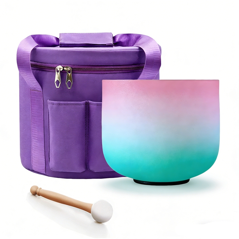 Hye-eun 8 นิ้วสีชมพูและสีเขียว 432hz/440hz การทําสมาธิชามรักษาเสียงพร้อมค้อนฟรี