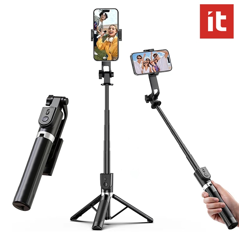 IT1.3M ขาตั้งกล้องเซลฟี่แบบยืดได้, ขาตั้งกล้องโทรศัพท์อัตโนมัติพร้อมรีโมท, ขาตั้งขาตั้งกล้องน้ําหนักเบาสําหรับ iPhone/Android และกล้อง, บันทึกวิดีโอ Vlog