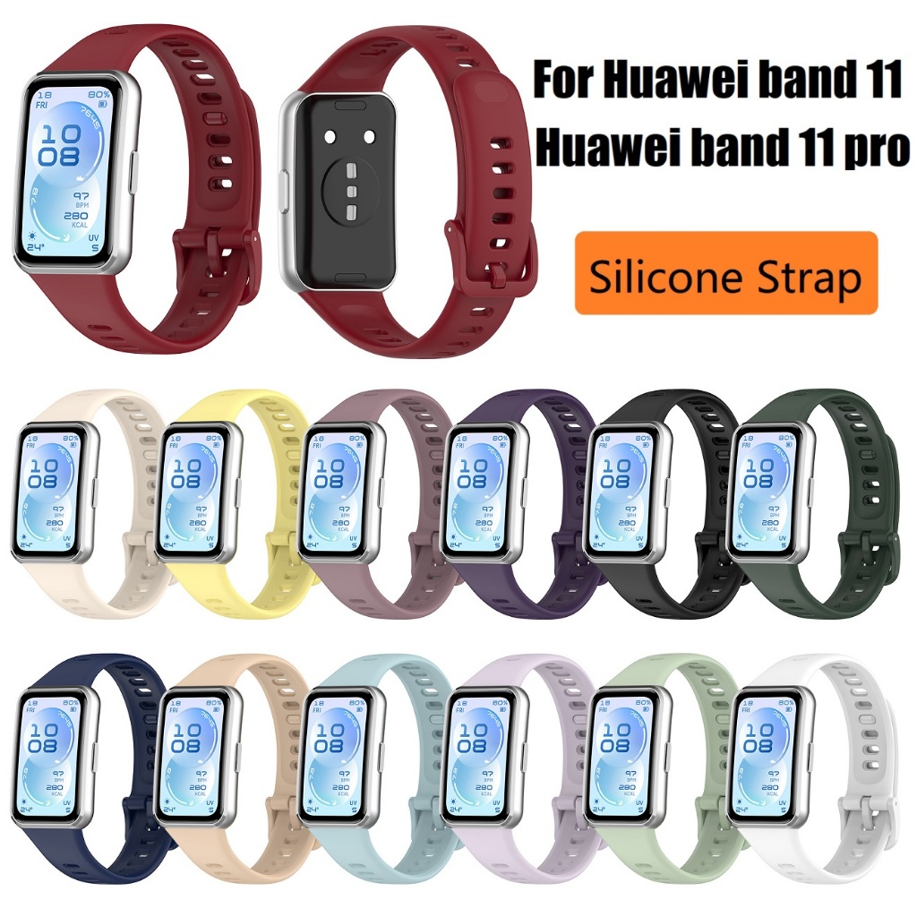 สายนาฬิกาซิลิโคนอ่อนสําหรับ Huawei Band 11 สาย Huawei Band 11 pro สายยาง Huawei Band 11 pro สาย สายเปลี่ยน Huawei Band11 สายสมาร์ทนาฬิกาอุปกรณ์เสริม สาย huawei band 11 Strap