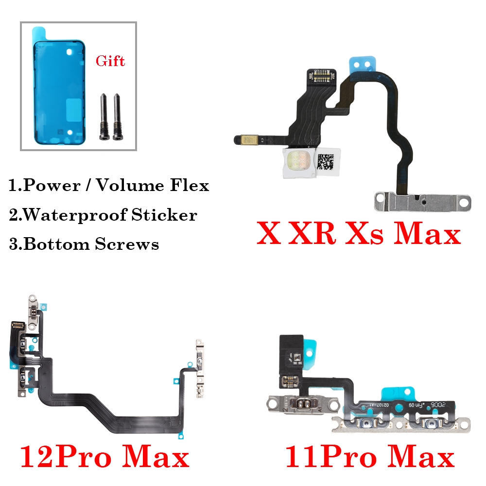 1 ชุด Power Flex พร้อมผู้ถือโลหะสําหรับ iPhone X XR XS XS MAX 11 12 13 mini Por Max Mute สวิทช์ปุ่มปรับระดับเสียง Flex อะไหล่ซ่อม