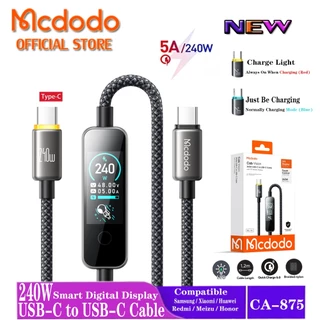 Mcdodo สาย USB-C 240W พร้อมจอแสดงผลหน้าจอสัมผัสสี 480Mbps การถ่ายโอนข้อมูลความเร็วสูง CA-875