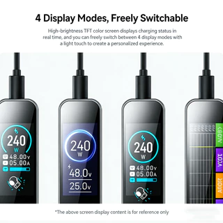 Mcdodo สาย USB-C 240W พร้อมจอแสดงผลหน้าจอสัมผัสสี 480Mbps การถ่ายโอนข้อมูลความเร็วสูง CA-875