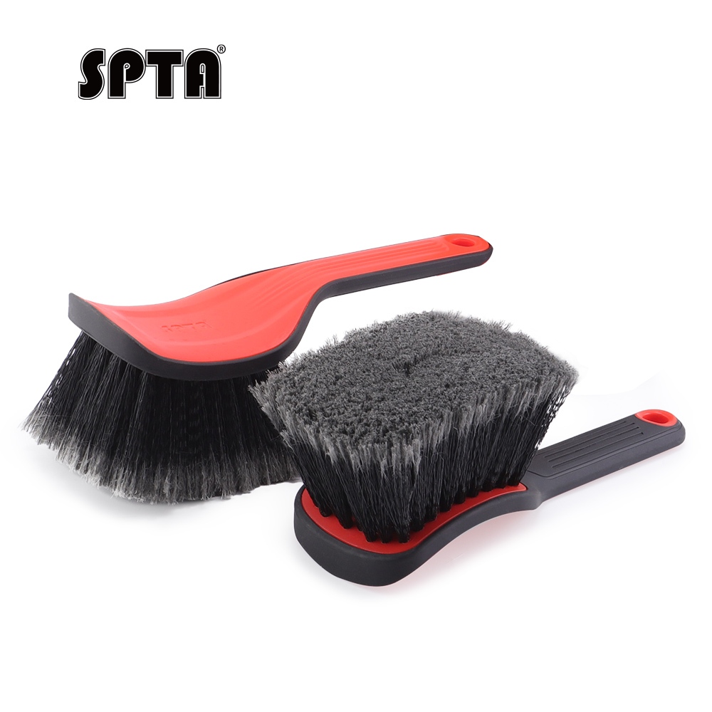 SPTA DF034 สีดําและสีส้มรถ Weel&Rim Face Brush ทําจาก PVC Bristle สําหรับพรมปูพื้นรถยนต์ Running Board Step Plates ทําความสะอาด