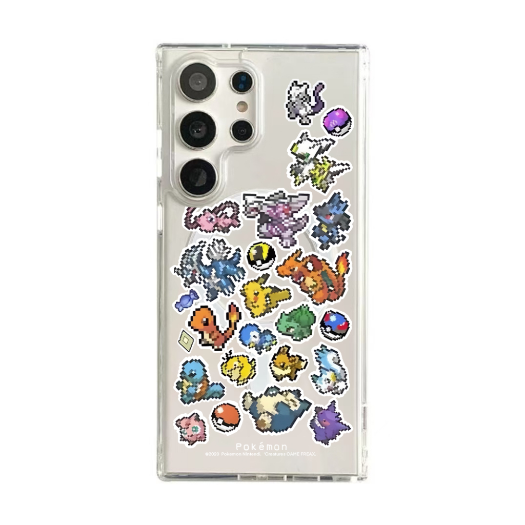 Pokemon Pixel สไตล์สําหรับ Samsung S26Ultra โทรศัพท์ S25Ultra S24 + เคสโทรศัพท์กันกระแทกสําหรับ Sams