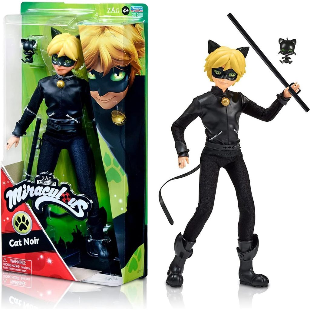 Ladybug Miraculous Girl Merchanted Cat Noir Action Doll, พร้อมอุปกรณ์เสริมที่ถอดออกได้, ของเล่นคอลเล