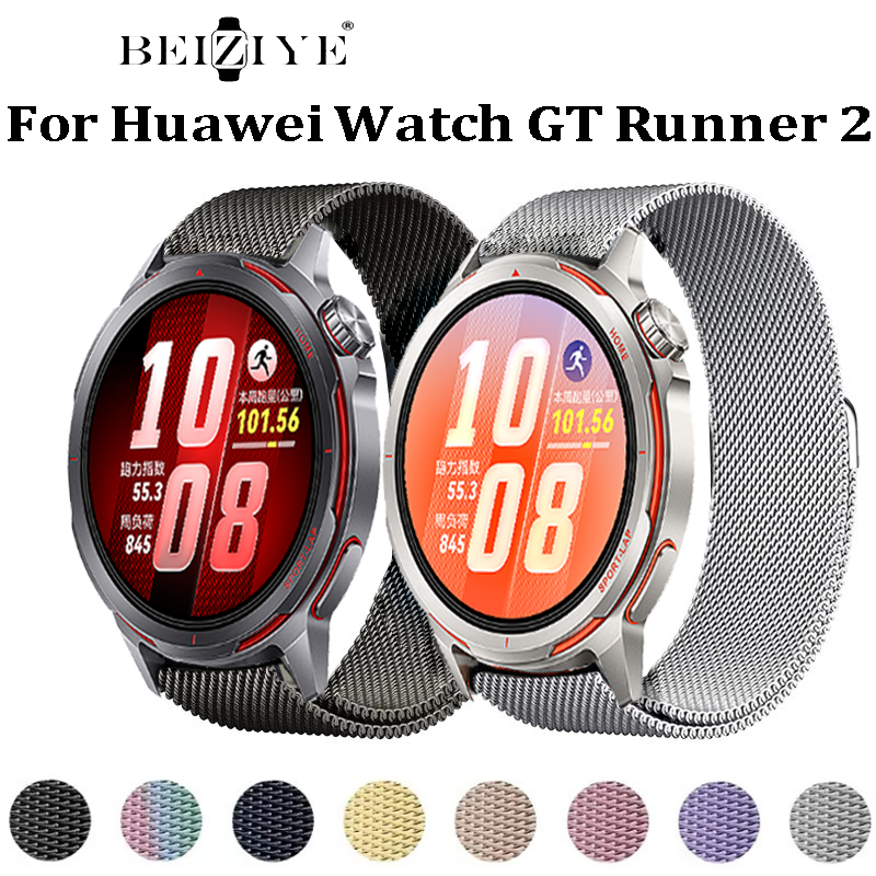 โลหะสายนาฬิกาแม่เหล็กสําหรับ Huawei Watch GT Runner 2 เปลี่ยนระบายอากาศสําหรับ Huawei Watch GT Runne